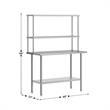 Pemberly Row 24x48 Stainless Steel Work Table with 2 Overshelves and Undershelf