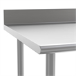 Pemberly Row Stainless Steel Kitchen Prep & Work Table with Shelf & Backsplash