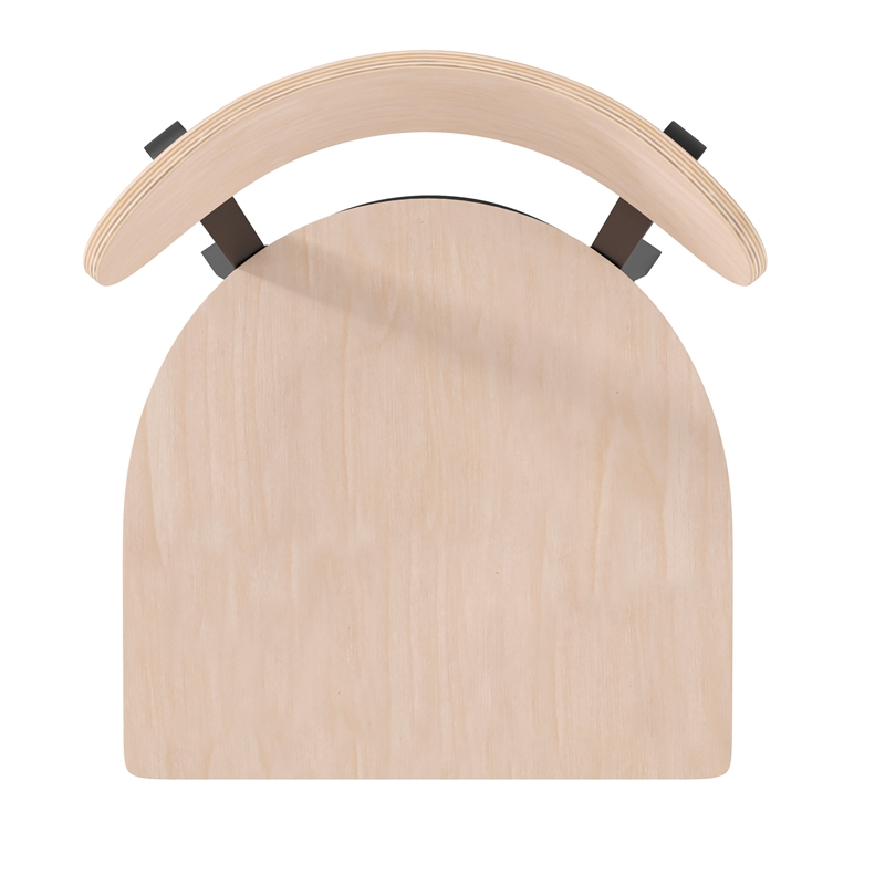 Pemberly Row Metal Barstool with Wood Seat and Boomerang Back in Natural Birch