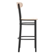 Pemberly Row Metal Barstool with Wood Seat and Boomerang Back in Natural Birch