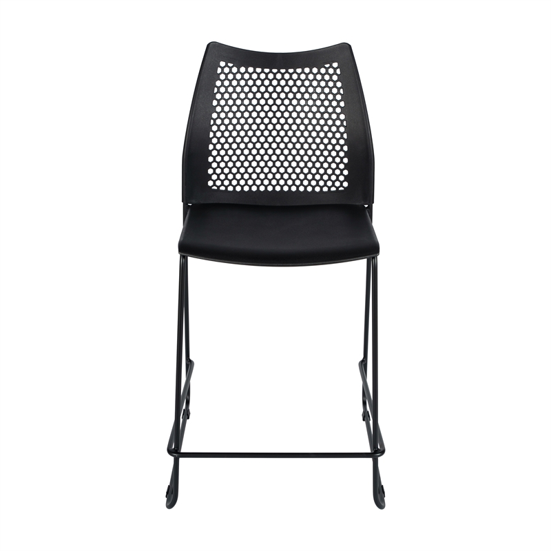 Pemberly Row Stackable Sled Base Counter Stool with Vented Back and Footrest