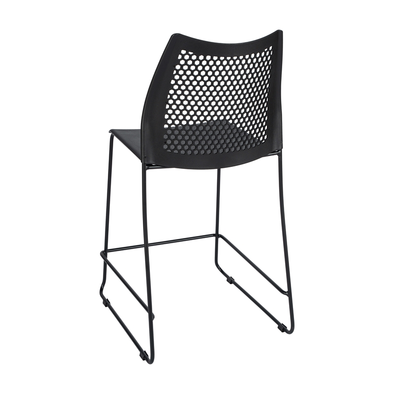Pemberly Row Stackable Sled Base Counter Stool with Vented Back and Footrest