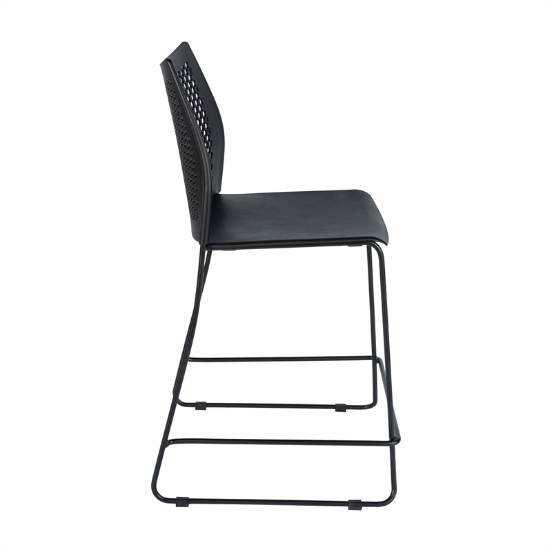 Pemberly Row Stackable Sled Base Counter Stool with Vented Back and Footrest