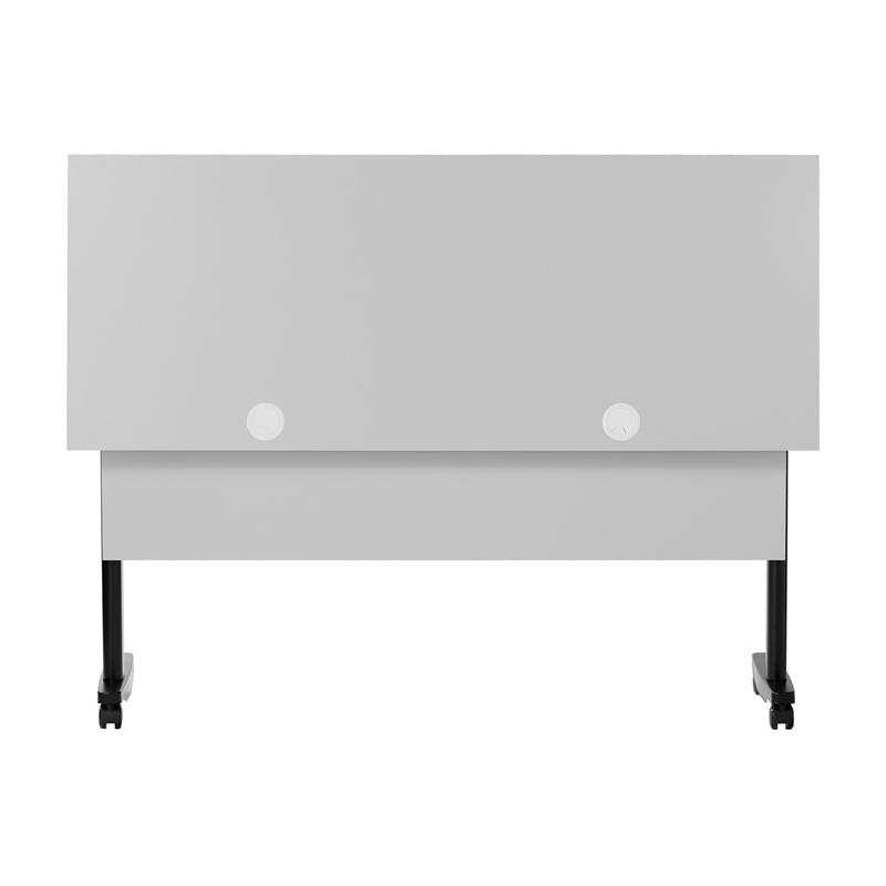 Pemberly Row Nesting Flip Training Table with Steel Frame & T-Legs in Gray/Black