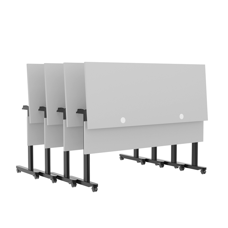 Pemberly Row Nesting Flip Training Table with Steel Frame & T-Legs in Gray/Black