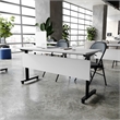 Pemberly Row Nesting Flip Training Table with Steel Frame & T-Legs in Gray/Black