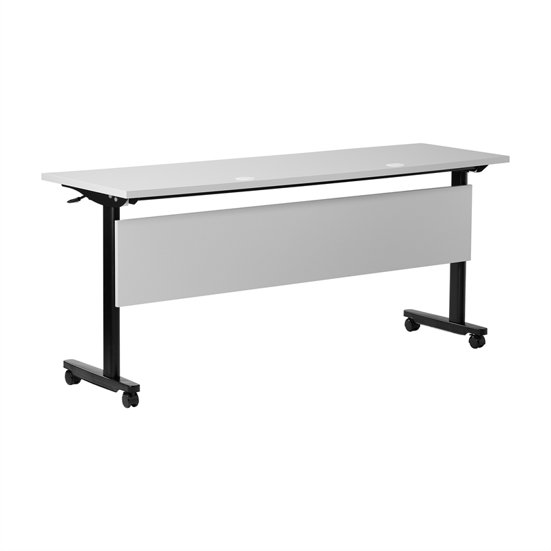 Pemberly Row Nesting Flip Training Table with Steel Frame & T-Legs in Gray/Black