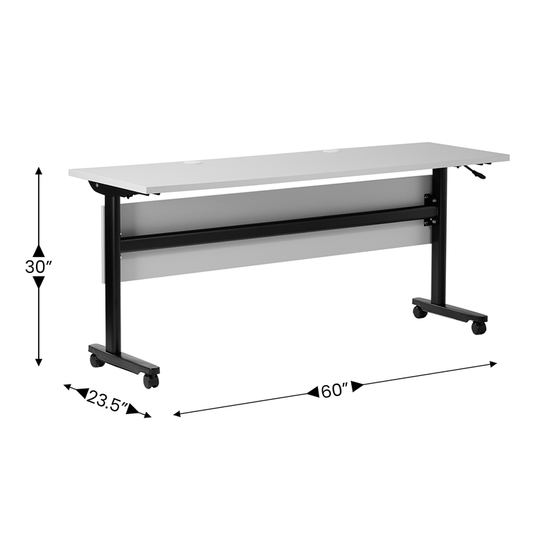 Pemberly Row Nesting Flip Training Table with Steel Frame & T-Legs in Gray/Black