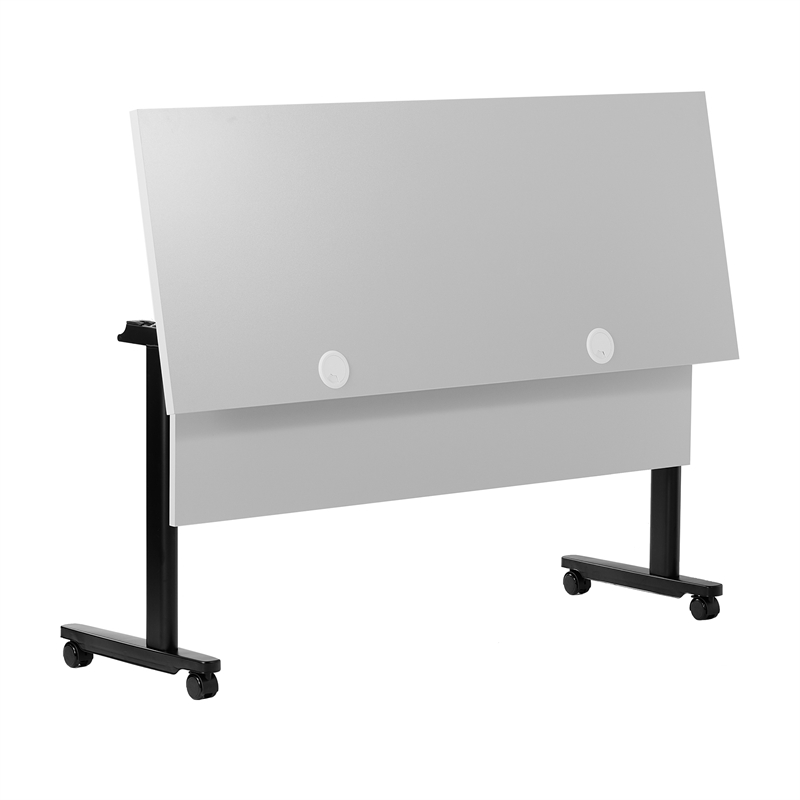 Pemberly Row Nesting Flip Training Table with Steel Frame & T-Legs in Gray/Black
