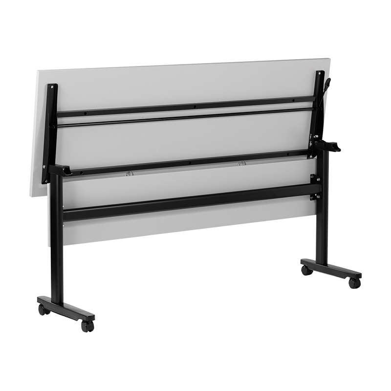 Pemberly Row Nesting Flip Training Table with Steel Frame & T-Legs in Gray/Black