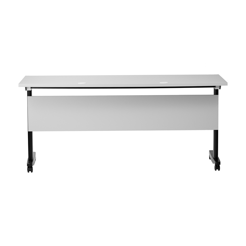 Pemberly Row Nesting Flip Training Table with Steel Frame & T-Legs in Gray/Black