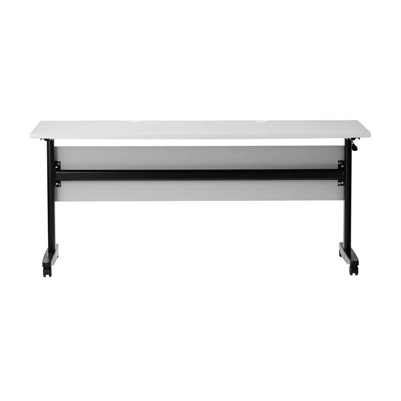 Pemberly Row Nesting Flip Training Table with Steel Frame & T-Legs in Gray/Black