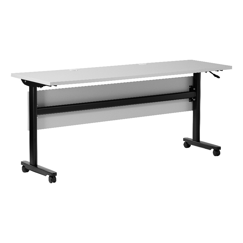 Pemberly Row Nesting Flip Training Table with Steel Frame & T-Legs in Gray/Black
