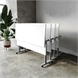 Pemberly Row Nesting Flip Training Table with Steel Frame & T-Legs in White/Gray