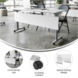 Pemberly Row Nesting Flip Training Table with Steel Frame & T-Legs in White/Gray