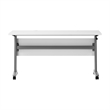 Pemberly Row Nesting Flip Training Table with Steel Frame & T-Legs in White/Gray