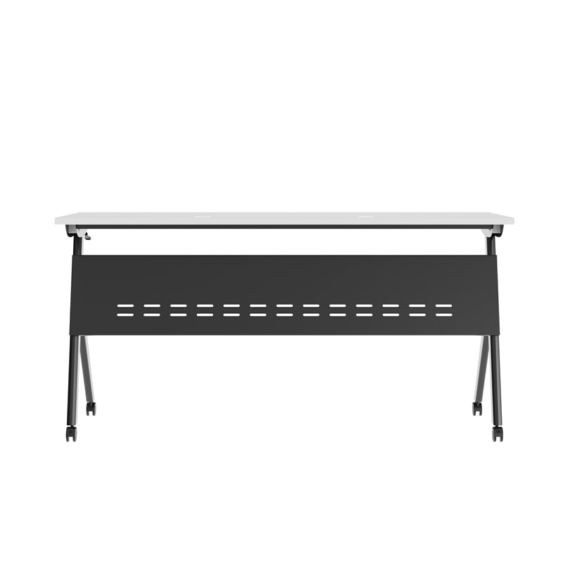 Pemberly Row Nesting Flip Training Table with Steel Frame & Y-Legs in Gray/Black
