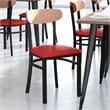 Pemberly Row Metal Dining Chair with Seat and Wood Boomerang Back in Red/Natural