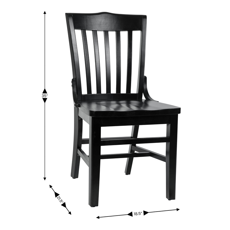 Pemberly Row School House Back Black Wood Restaurant Chair with Footrest