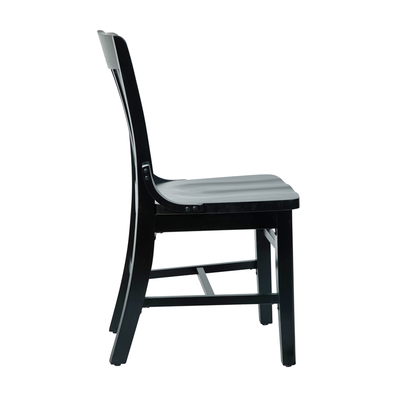 Pemberly Row School House Back Black Wood Restaurant Chair with Footrest