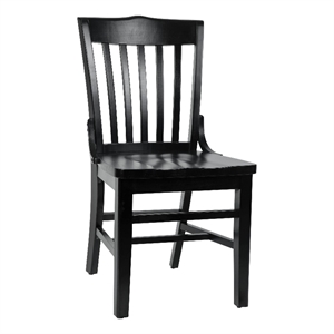 Pemberly Row School House Back Black Wood Restaurant Chair with Footrest