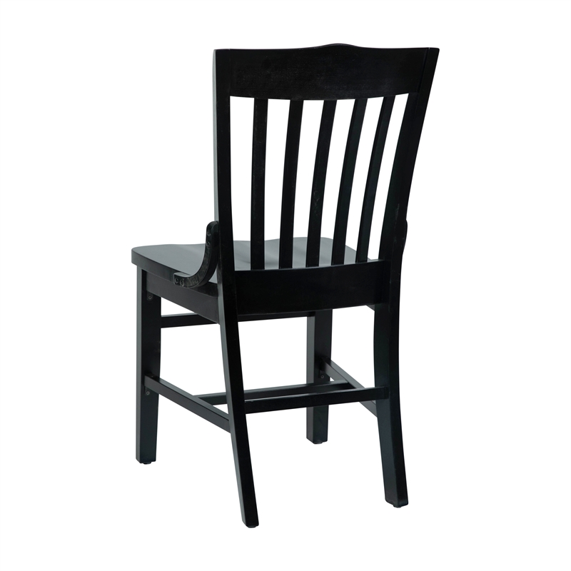 Pemberly Row School House Back Black Wood Restaurant Chair with Footrest