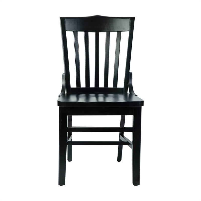 Pemberly Row School House Back Black Wood Restaurant Chair with Footrest