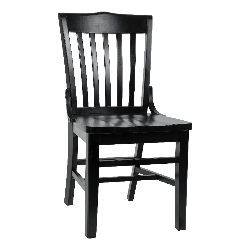 Pemberly Row School House Back Black Wood Restaurant Chair with Footrest