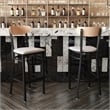 Pemberly Row Metal Barstool with Seat and Wood Boomerang Back in Gray/Natural