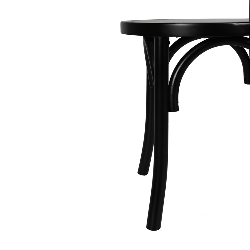 Pemberly Row Solid Wood Stackable Dining Chair with Fixed Floor Glides in Black