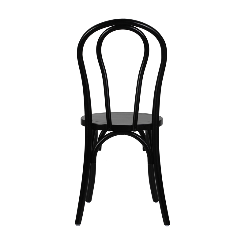 Pemberly Row Solid Wood Stackable Dining Chair with Fixed Floor Glides in Black