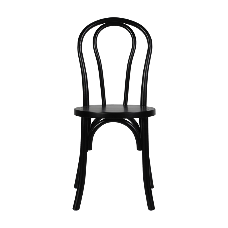 Pemberly Row Solid Wood Stackable Dining Chair with Fixed Floor Glides in Black