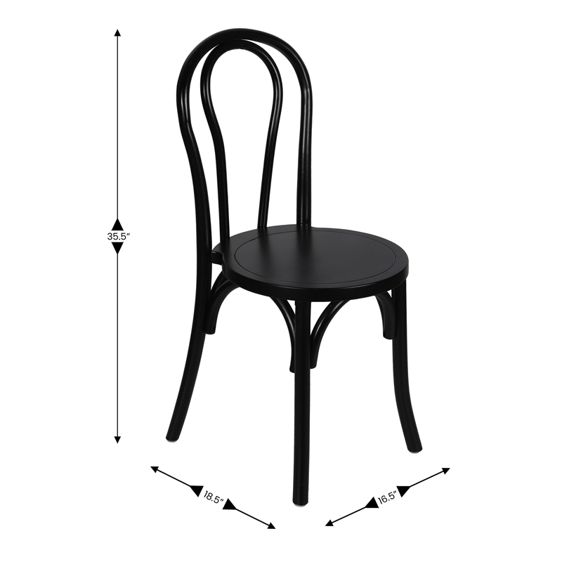 Pemberly Row Solid Wood Stackable Dining Chair with Fixed Floor Glides in Black