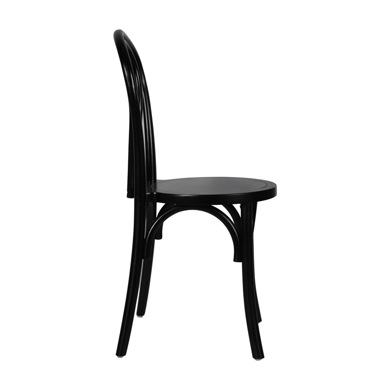 Pemberly Row Solid Wood Stackable Dining Chair with Fixed Floor Glides in Black