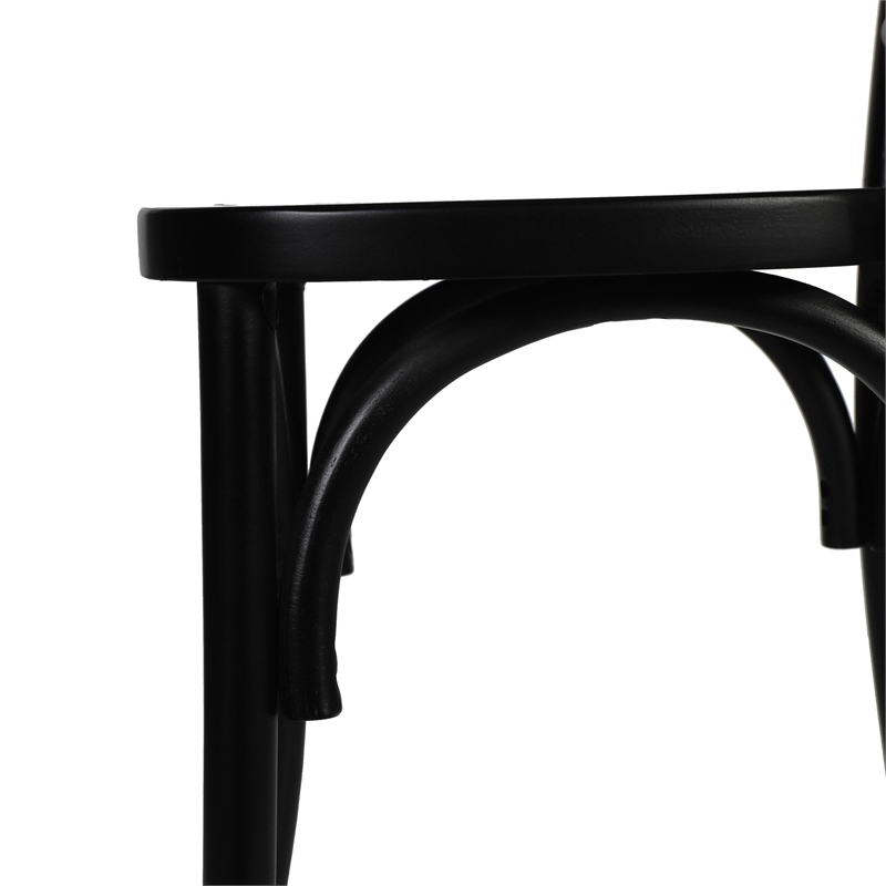 Pemberly Row Wood Stackable Dining Chair with Intricate Back Detail - Black