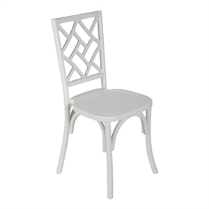 Pemberly Row Wood Stackable Dining Chair with Intricate Back Detail - White