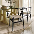 Pemberly Row Y-Back Style Wood & Kraft Paper Stack Dining Chair in Black/Natural