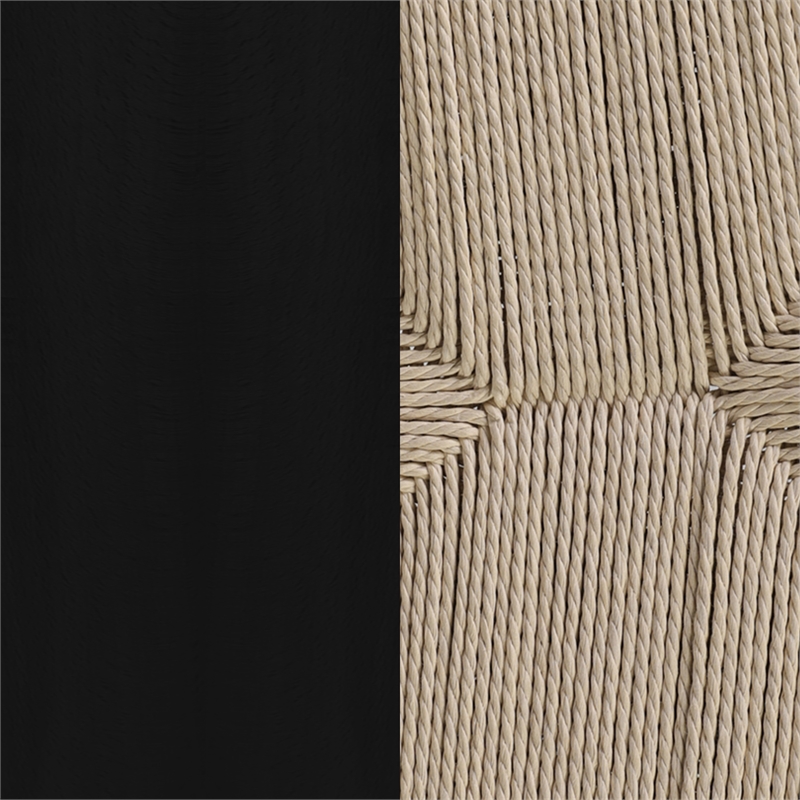 Pemberly Row Y-Back Style Wood & Kraft Paper Stack Dining Chair in Black/Natural