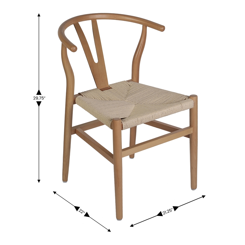 Pemberly Row Y-Back Style Wood and Kraft Paper Stack Dining Chair in Oak/Natural