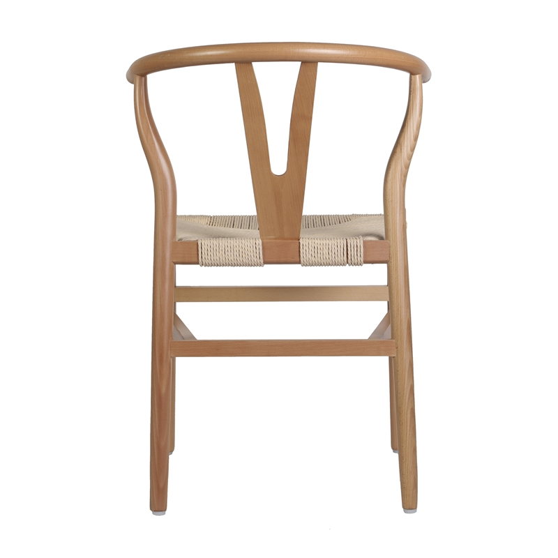 Pemberly Row Y-Back Style Wood and Kraft Paper Stack Dining Chair in Oak/Natural