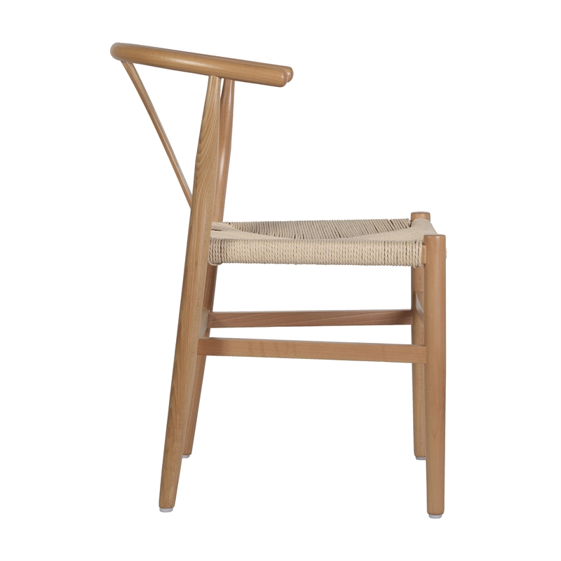 Pemberly Row Y-Back Style Wood and Kraft Paper Stack Dining Chair in Oak/Natural