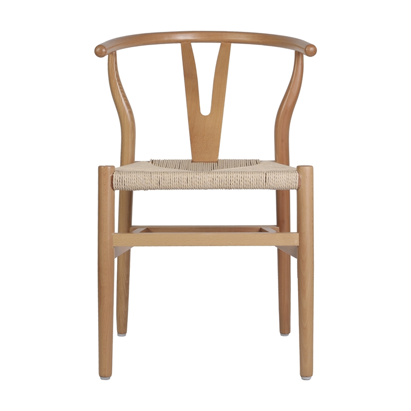Pemberly Row Y-Back Style Wood and Kraft Paper Stack Dining Chair in Oak/Natural