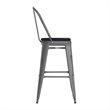 Pemberly Row Indoor Bar Stool with Poly Resin Colorful Seat in Silver/Black