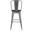 Pemberly Row Indoor Bar Stool with Poly Resin Colorful Seat in Silver/Black
