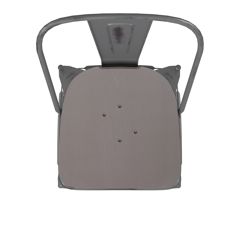 Pemberly Row Indoor Bar Stool with Poly Resin Colorful Seat in Silver/Gray