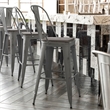 Pemberly Row Indoor Bar Stool with Poly Resin Colorful Seat in Silver/Gray