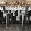 Pemberly Row Indoor Bar Stool with Poly Resin Colorful Seat in Silver/Gray