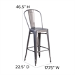 Pemberly Row Indoor Bar Stool with Poly Resin Colorful Seat in Silver/Gray