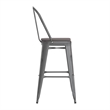 Pemberly Row Indoor Bar Stool with Poly Resin Colorful Seat in Silver/Gray