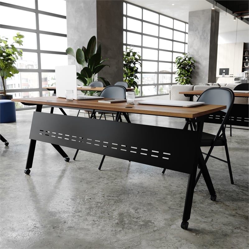 Pemberly Row Nesting Flip Training Table with Steel Frame and Y-Legs